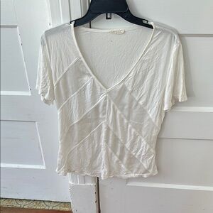 Lovestitch Cream Fitted Asymmetrical Crop Tee
